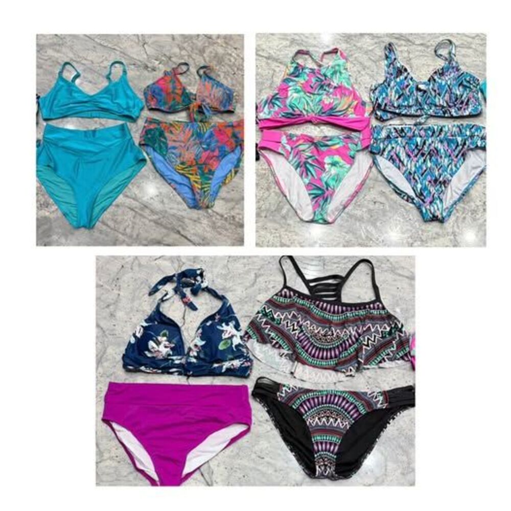 Lot of 6 Women's Two-Piece Swimsuits - size Large